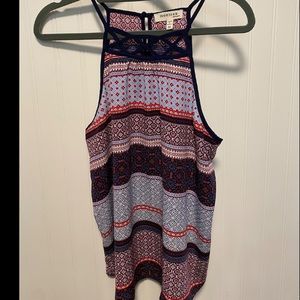 Monteau size M tank top in blues and reds.